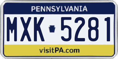 PA license plate MXK5281