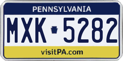 PA license plate MXK5282