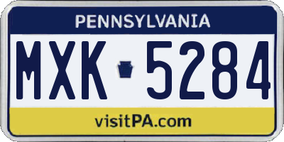 PA license plate MXK5284