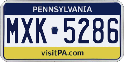 PA license plate MXK5286