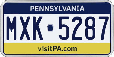 PA license plate MXK5287