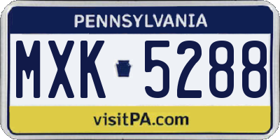 PA license plate MXK5288