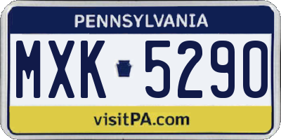 PA license plate MXK5290