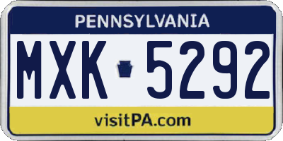PA license plate MXK5292