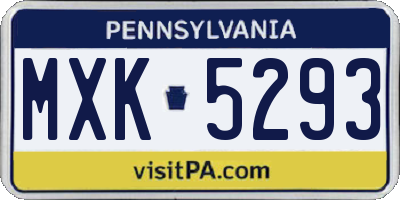 PA license plate MXK5293