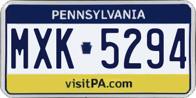 PA license plate MXK5294