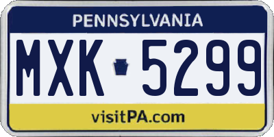 PA license plate MXK5299