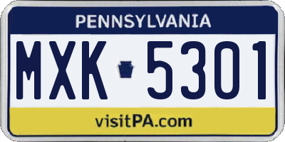 PA license plate MXK5301