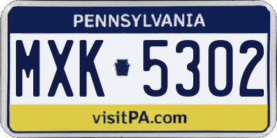 PA license plate MXK5302