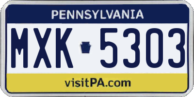 PA license plate MXK5303