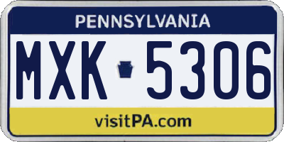 PA license plate MXK5306