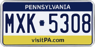 PA license plate MXK5308