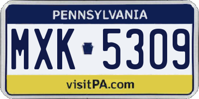 PA license plate MXK5309