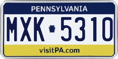 PA license plate MXK5310