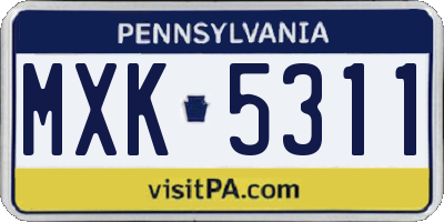 PA license plate MXK5311