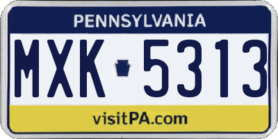 PA license plate MXK5313