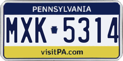 PA license plate MXK5314