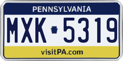 PA license plate MXK5319