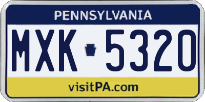 PA license plate MXK5320