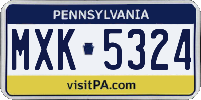 PA license plate MXK5324