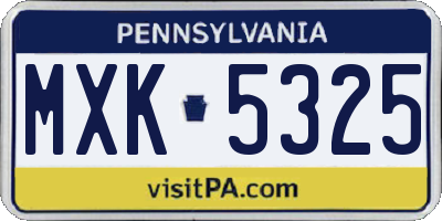 PA license plate MXK5325