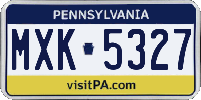 PA license plate MXK5327