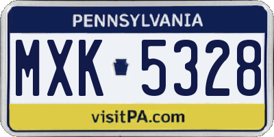 PA license plate MXK5328