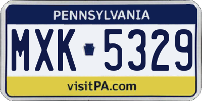 PA license plate MXK5329