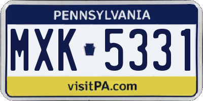 PA license plate MXK5331