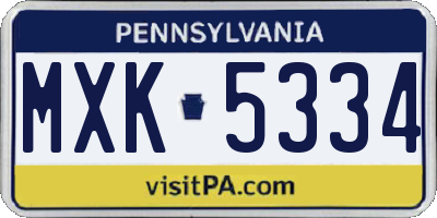 PA license plate MXK5334