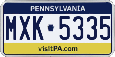 PA license plate MXK5335