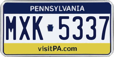PA license plate MXK5337