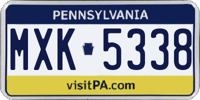 PA license plate MXK5338