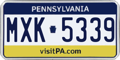 PA license plate MXK5339