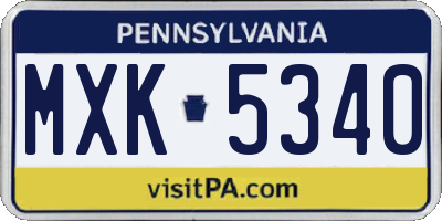 PA license plate MXK5340