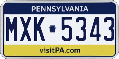 PA license plate MXK5343