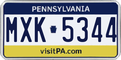 PA license plate MXK5344