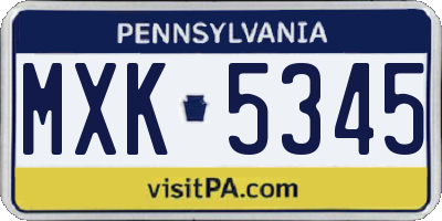 PA license plate MXK5345