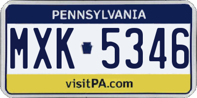 PA license plate MXK5346