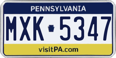 PA license plate MXK5347