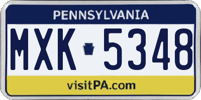 PA license plate MXK5348