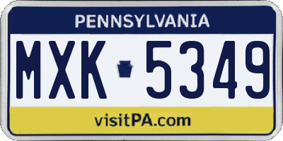 PA license plate MXK5349