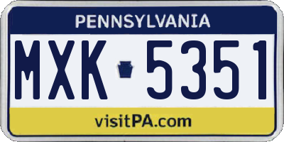 PA license plate MXK5351