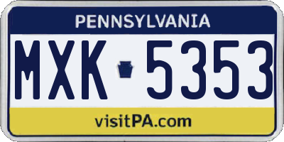 PA license plate MXK5353