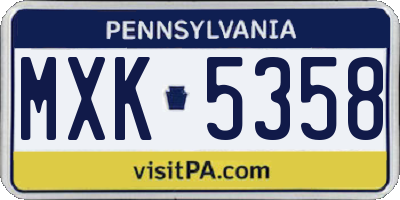 PA license plate MXK5358