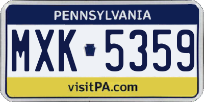 PA license plate MXK5359