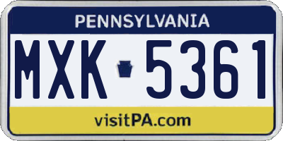 PA license plate MXK5361