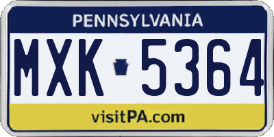 PA license plate MXK5364
