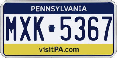 PA license plate MXK5367