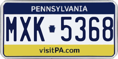 PA license plate MXK5368